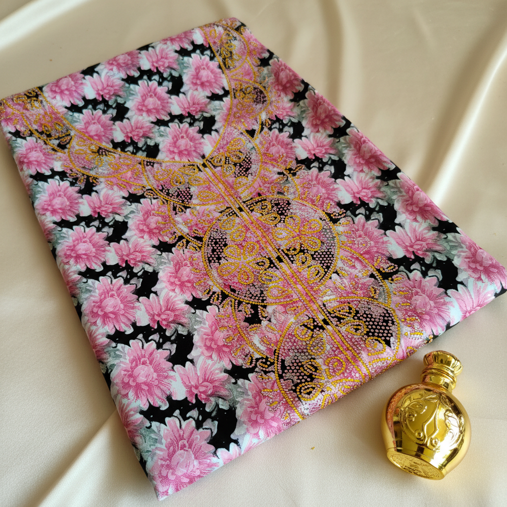Pink Floral Silk Zoomed
