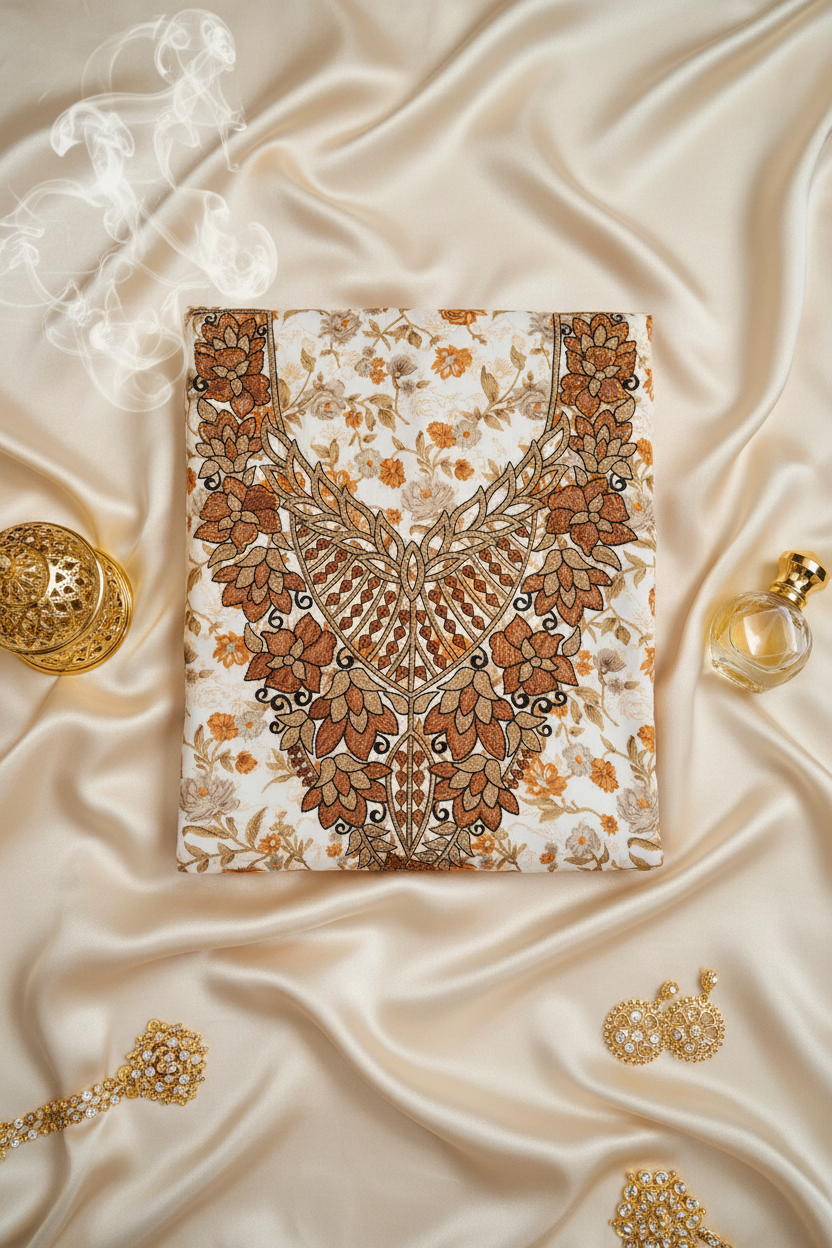 White Gold Floral Mukhawar — Correct Orientation