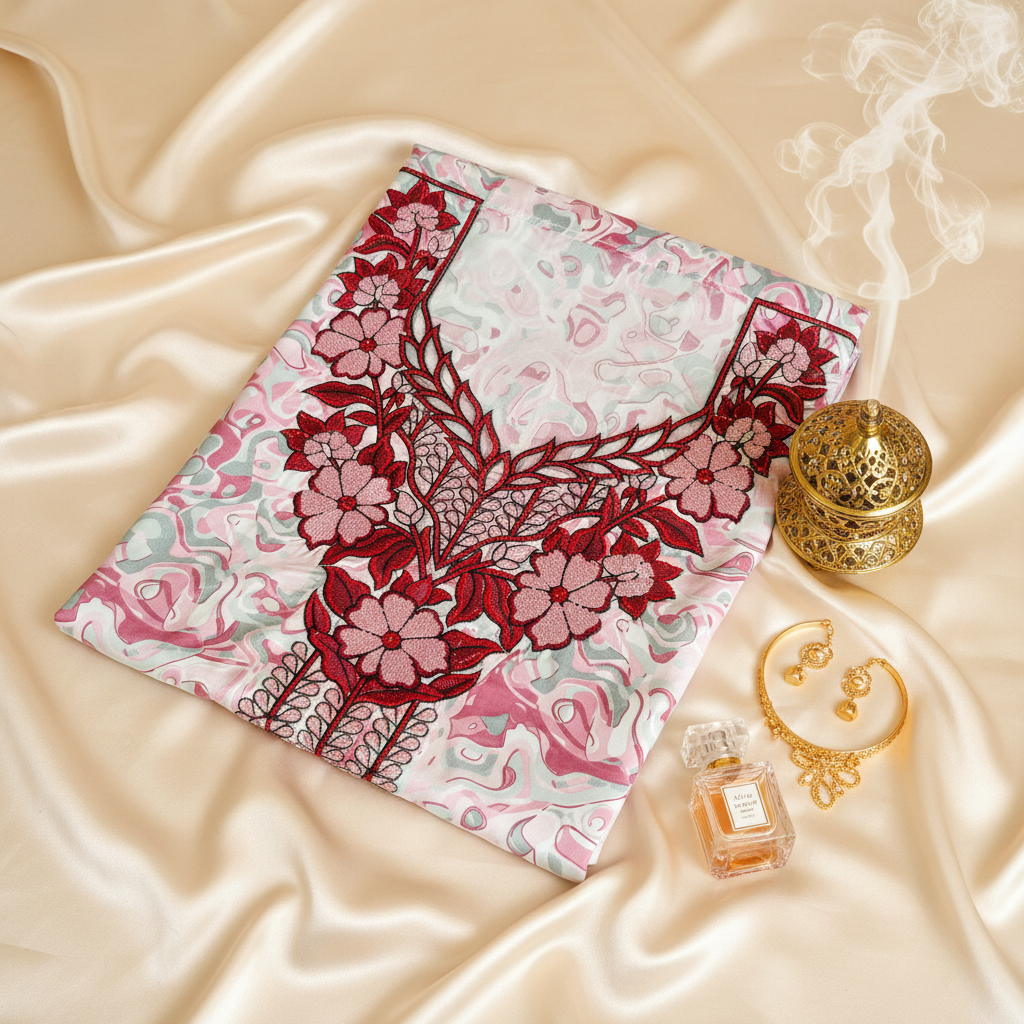 White Red Floral Silk Hero Shot