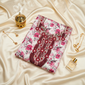 White Red Floral Silk on Signature Background