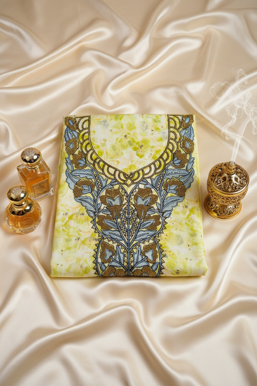 Yellow Lime Indonesian Silk Mukhawar — Bakhoor & Perfume Styling